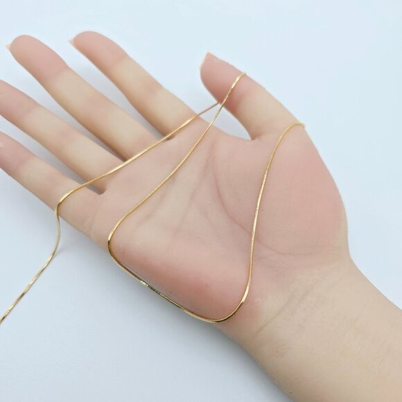 "Rose Gold Flat Snake Chain Necklace | 50cm Elegant Minimal Design, XPNL0115 - Picture 13 of 13